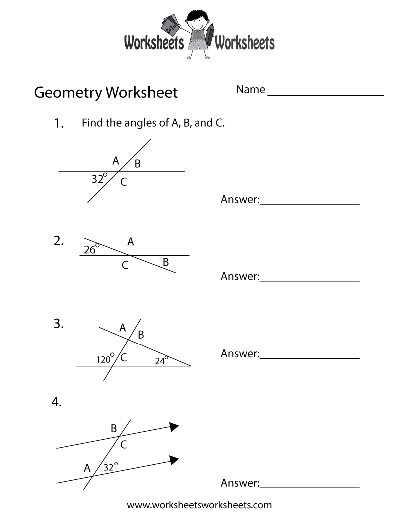 Geometry Angles Worksheet - Free Printable Educational Worksheet