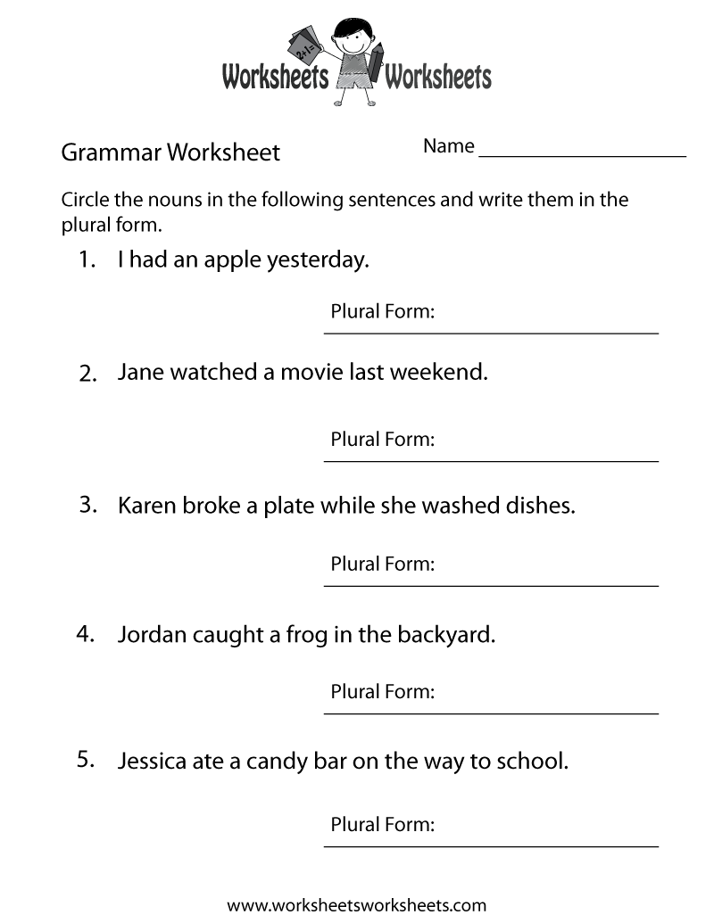 Worksheet Of A And An In English Grammar