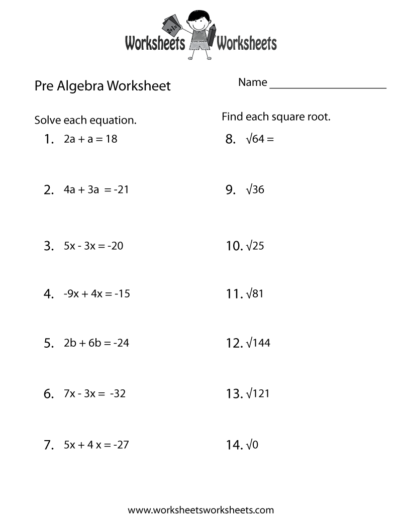 PreAlgebra Practice Worksheet Free Printable Educational Worksheet