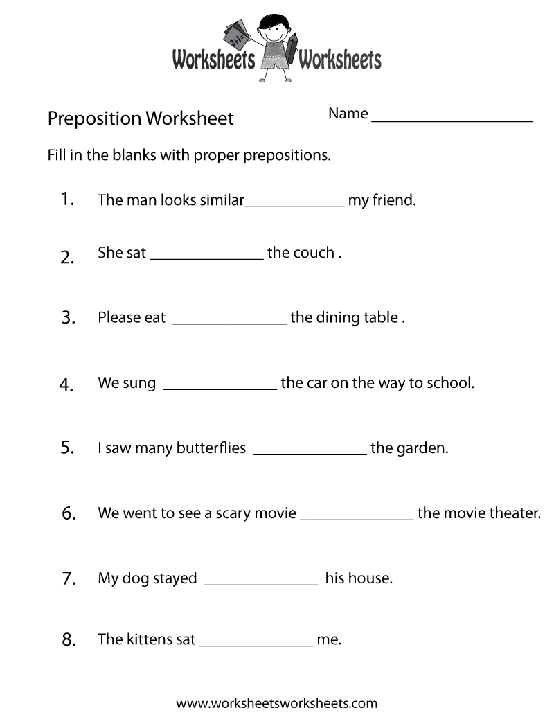 Preposition Practice Worksheet Free Printable Educational Worksheet