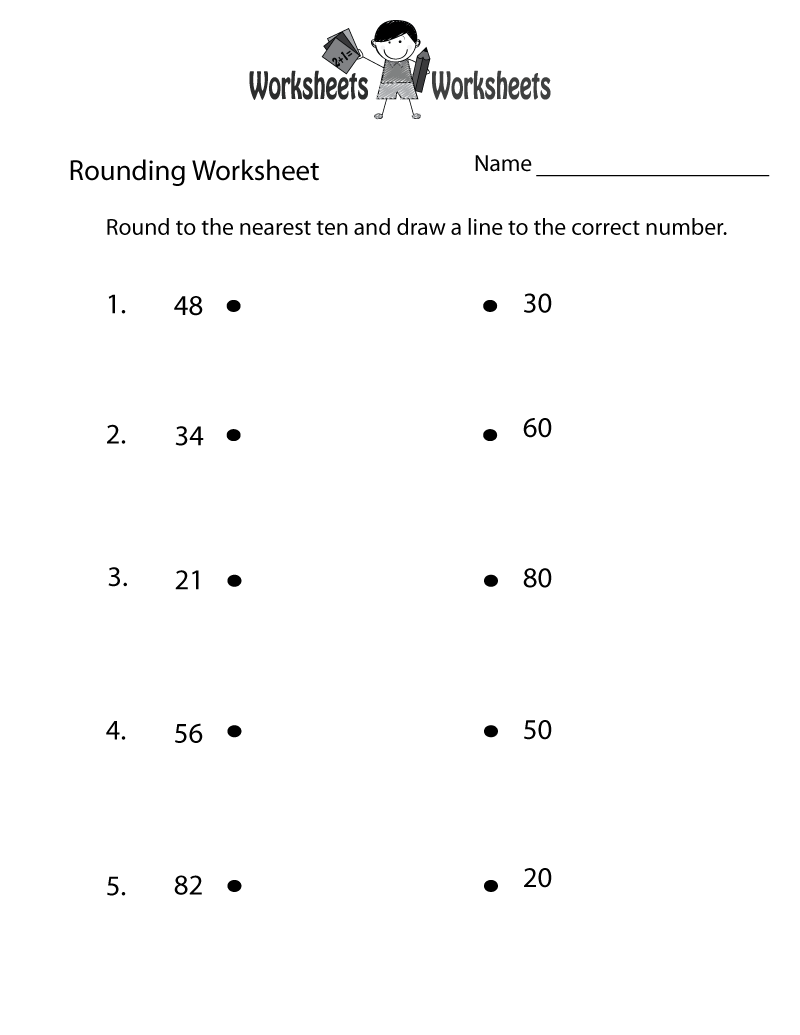 Free Printable Worksheets Rounding Whole Numbers