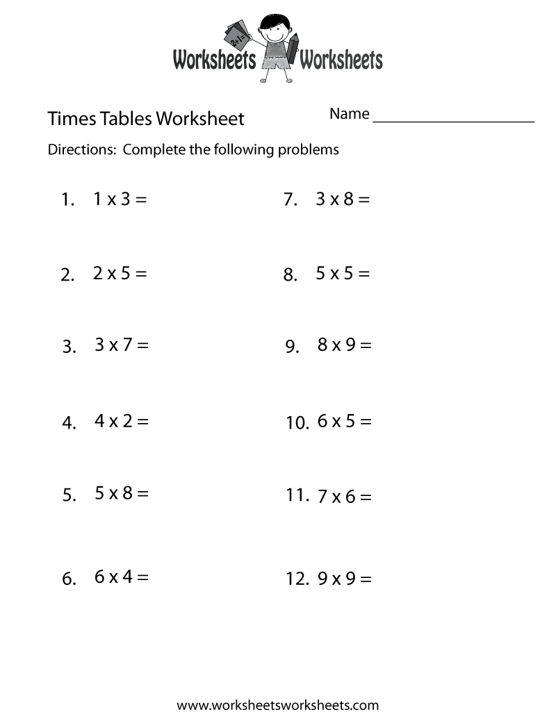 Times Tables Test Worksheet Free Printable Educational Worksheet