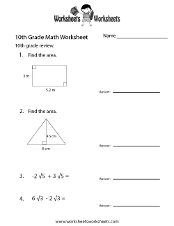 10th grade math worksheets worksheets worksheets