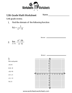 12th Grade Math Worksheets | Worksheets Worksheets