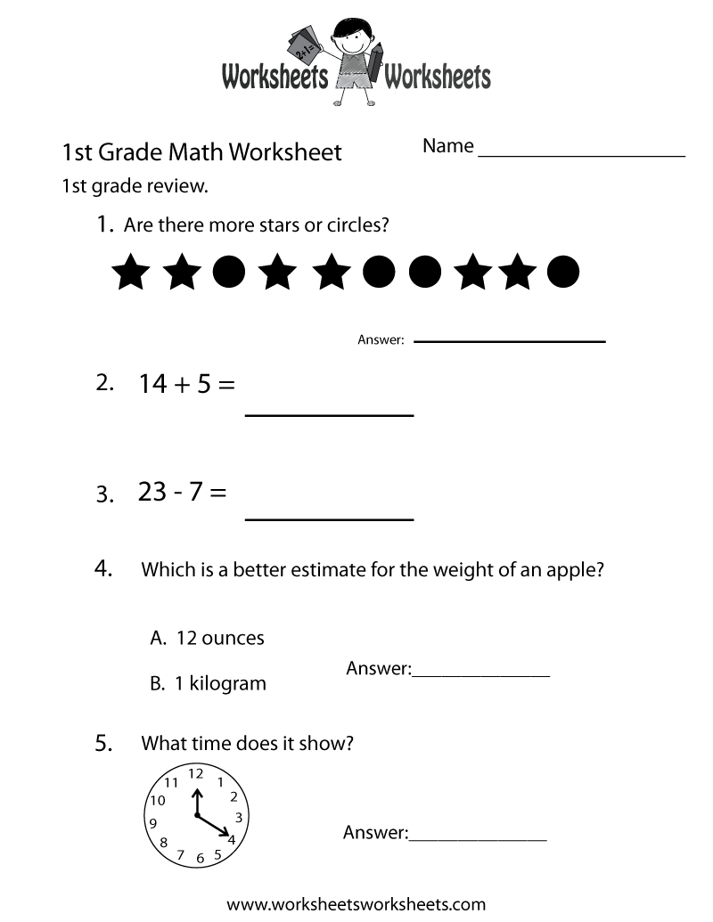 free educational worksheets for 1st grade