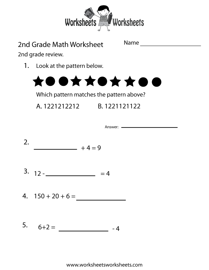 2nd Grade Math Review Worksheet - Free Printable Educational Worksheet