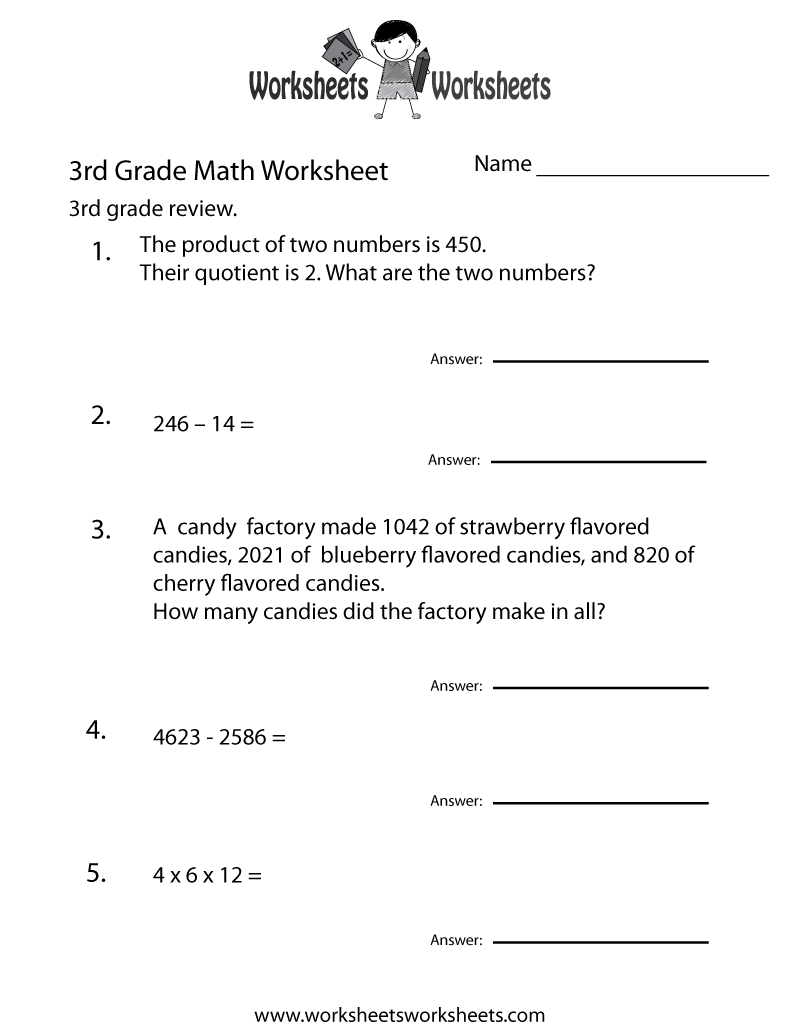 Third Grade Math Practice Worksheet | Worksheets Worksheets