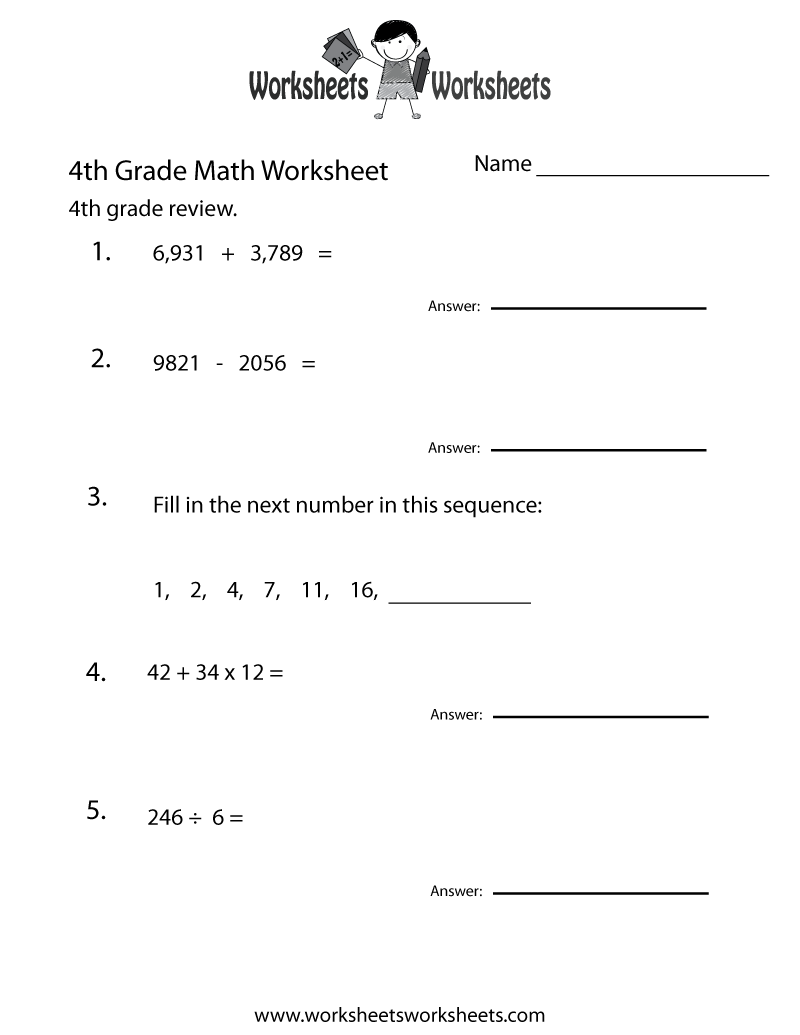 4th grade math assignments
