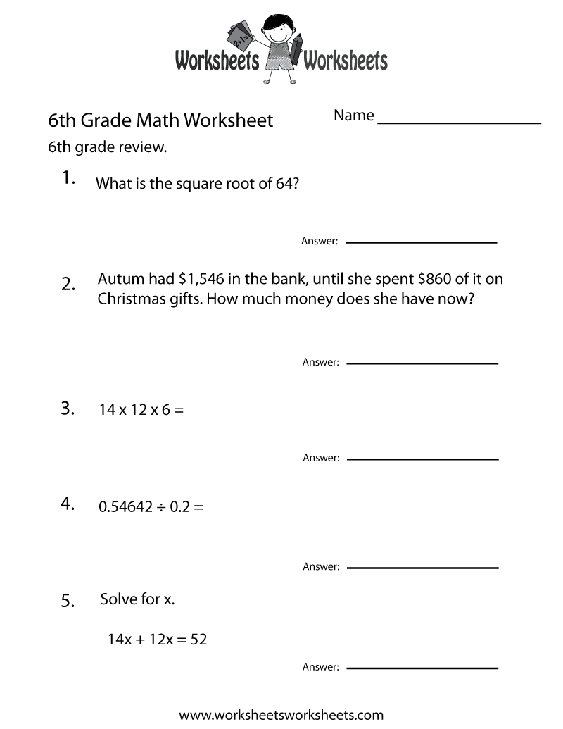 6th grade math homework help