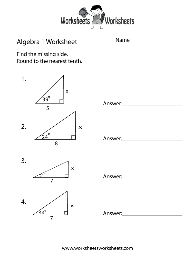 Simple Algebra 1 Worksheet Free Printable Educational Worksheet