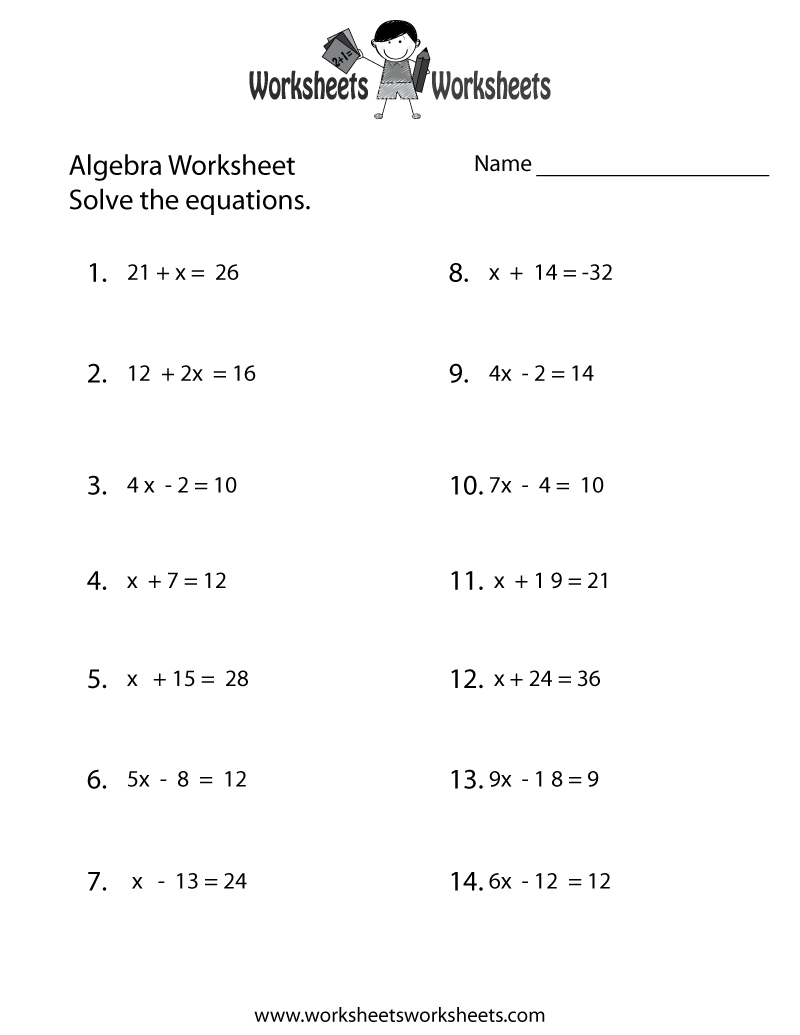 academic sheet grade 9 formula Algebra Free Printable Simple Worksheet