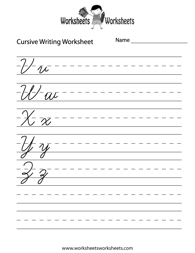 cursive letters writing worksheet free printable