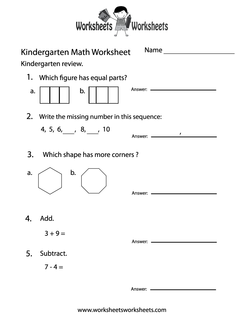 Kindergarten Math Practice Worksheet Free Printable Educational Worksheet