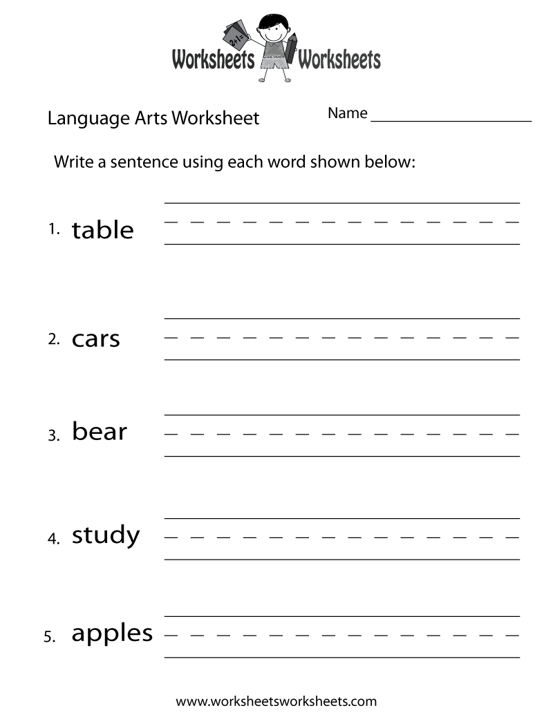 Free Printable Kindergarten Language Arts Worksheets Pdf