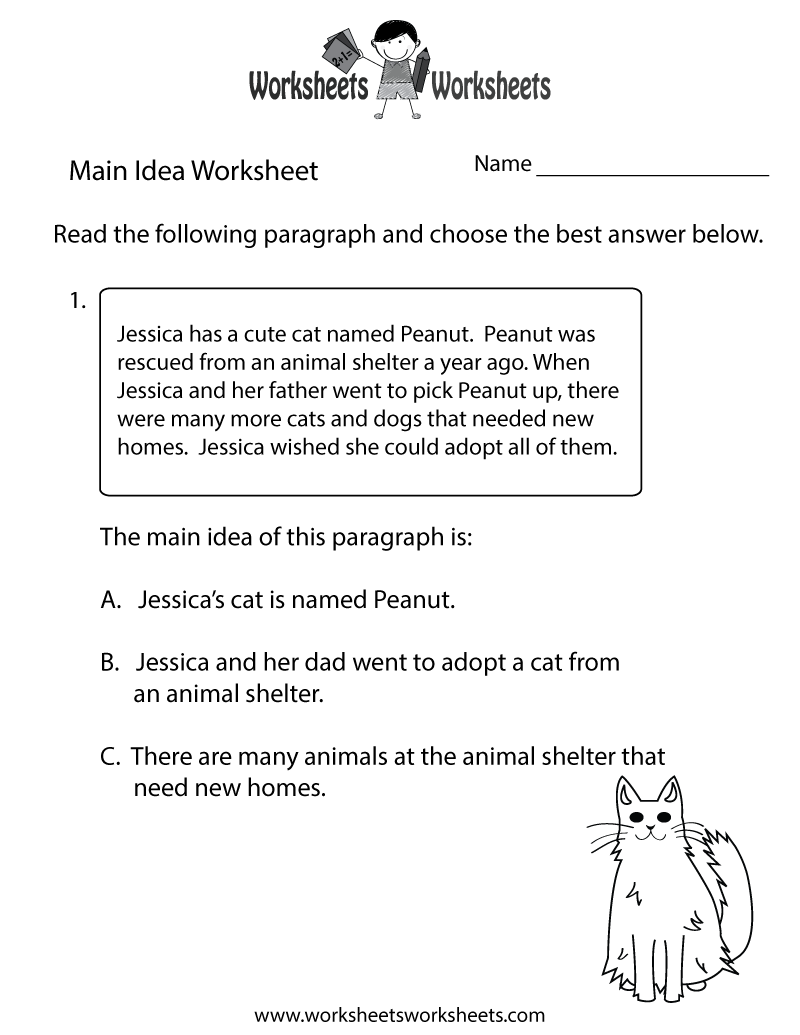 Finding the Main Idea Worksheet Worksheets Worksheets