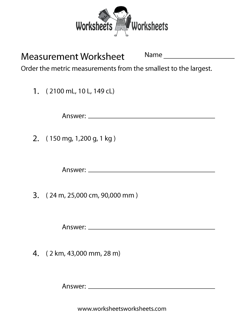 Metric Measurement Worksheet Worksheets Worksheets