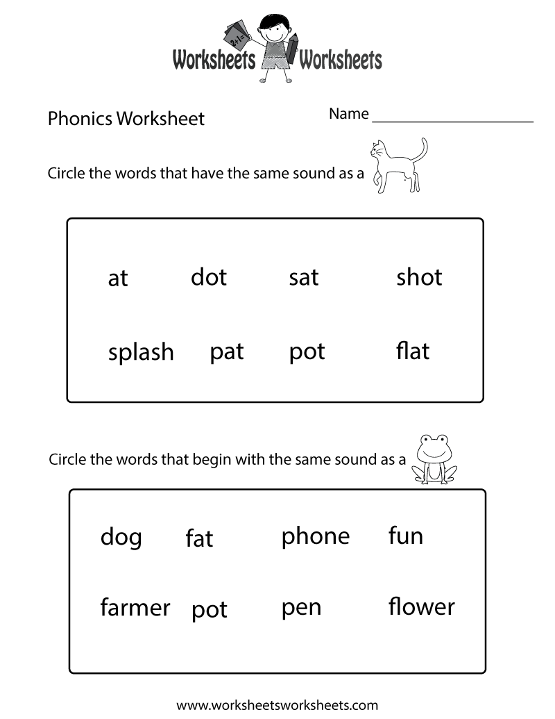 free printable kindergarten phonics worksheet