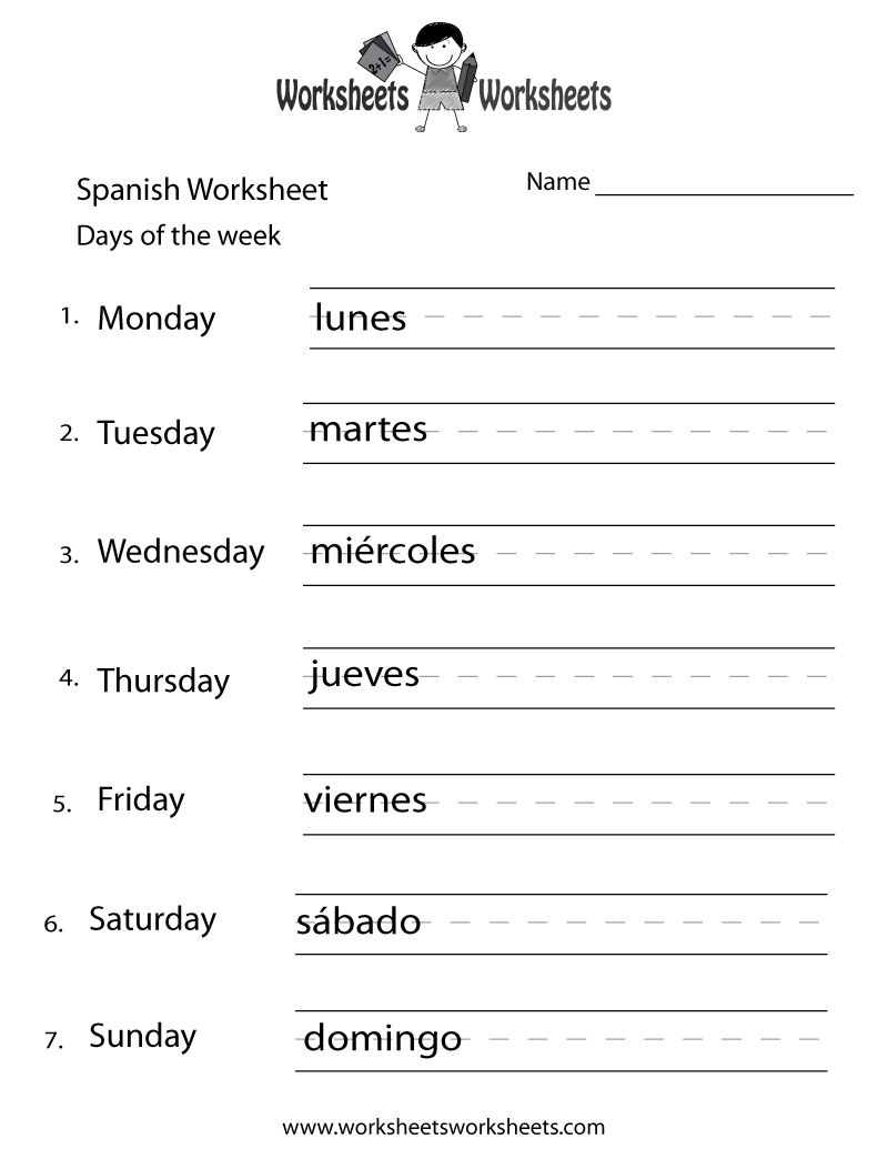 Spanish Days of the Week Worksheet - Free Printable ...